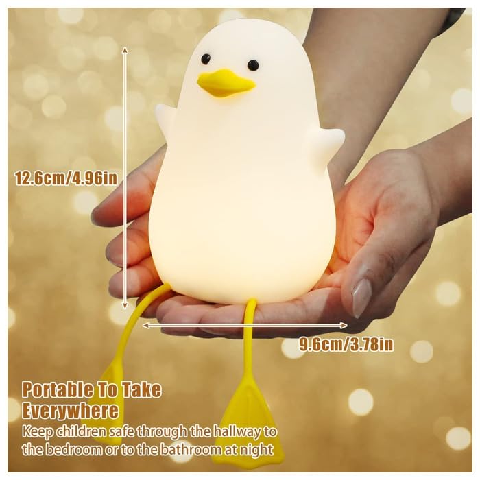 Image of One94Store Rechargeable Silicone Duck Night Lamp - Touch-Control LED Light with Color-Changing Feature, Multicolor Nightlight for Kids' Bedroom Decor, Perfect Baby Gift