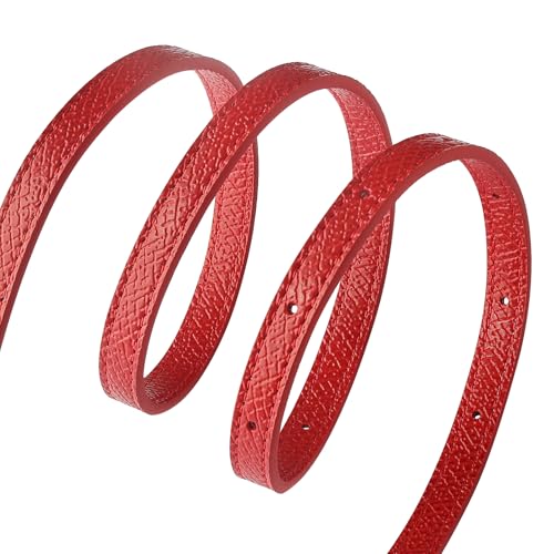 KOMHPS Purse Straps Replacement, Leather Handbag Crossbody Shoulder Strap Adjustable for Longchamp Bag Women(Red Sliver)3
