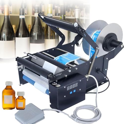 Etichettatrice elettrica rotonda per bottiglie velocità di etichettatura di 30 stampante per etichette adesive con pedale - Migliora lefficienza del lavoro