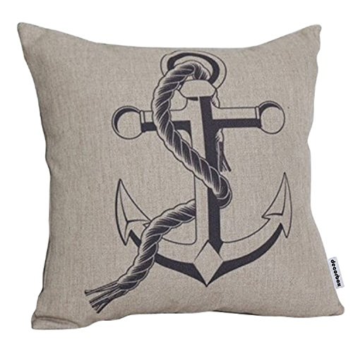 Decorbox Cotton Linen Decorative Throw Pillow Cushion Case Anchor Cushion Cover 18