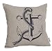 Decorbox Cotton Linen Decorative Throw Pillow Cushion Case Anchor Cushion Cover 18" x 18"