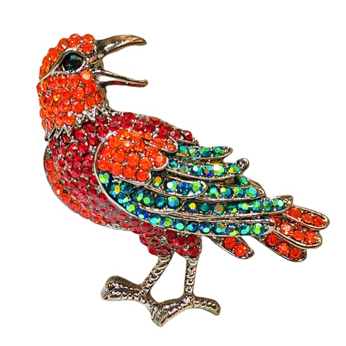 Broche oiseau rouge AB en cristal pour illuminer vos tenues de soirée et vos tenues quotidiennes