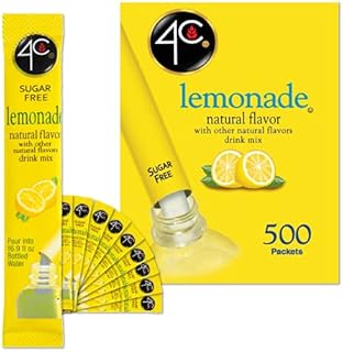 4C Powder Drink Mix, Lemonade 500 Count, Bulk Buy, Singles Stix, On the Go, Refreshing Water Flavorings, Value Pack