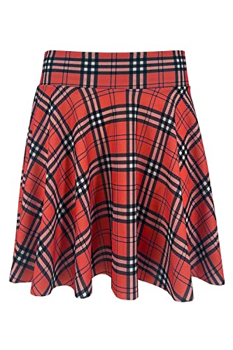 JOPHY & CO. Falda Midi Plisada para Mujer, Cintura elástica versátil (código 7089), Rojo escocés, S