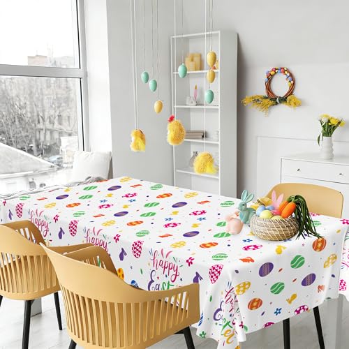 Image of QZYL 12 Pack Easter Tablecloths Rectangular, 54 inch x 108 inch Disposable Easter Tablecloth Easter Decorations, Plastic Eggs Bunny Spring Tablecloth, Easter Table Cloth for Picnic Party Decorations Supplies