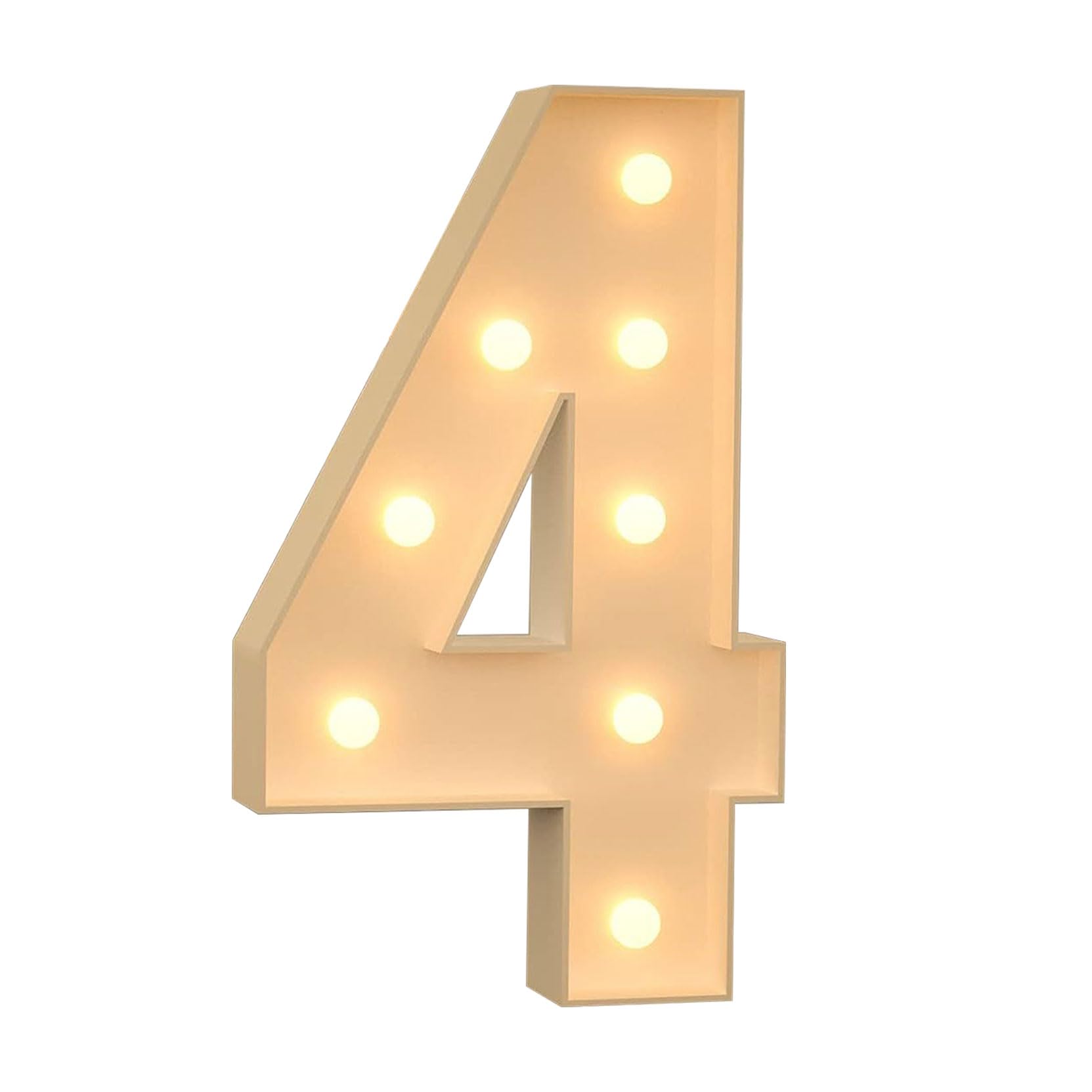 Números decorativos grandes con luz LED 4 de 120 cm, letrero iluminado de marquesina, números de mosaico para globos para cumpleaños, bodas, fiestas, día de San Valentín