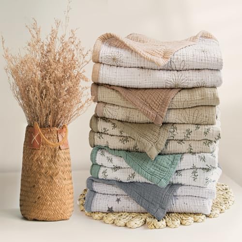 Image of lulumoon Muslin Baby Blanket Neutral - Breathable Cotton Crib Bedding for Toddler - 4 Layer Soft Lightweight for Stroller and Daycare 47 inchx47 inch (Starry Sky Gray)