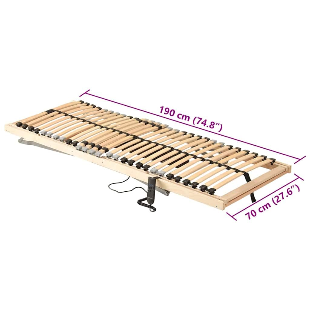 vidaXL Sommier à Lattes Marron 70 x 190 cm Bois de hêtre Massif, Cadre de lit Moderne, Design rectangulaire, Base à Lattes Robuste, Soutien Ergonomique, Support Solide pour Matelas