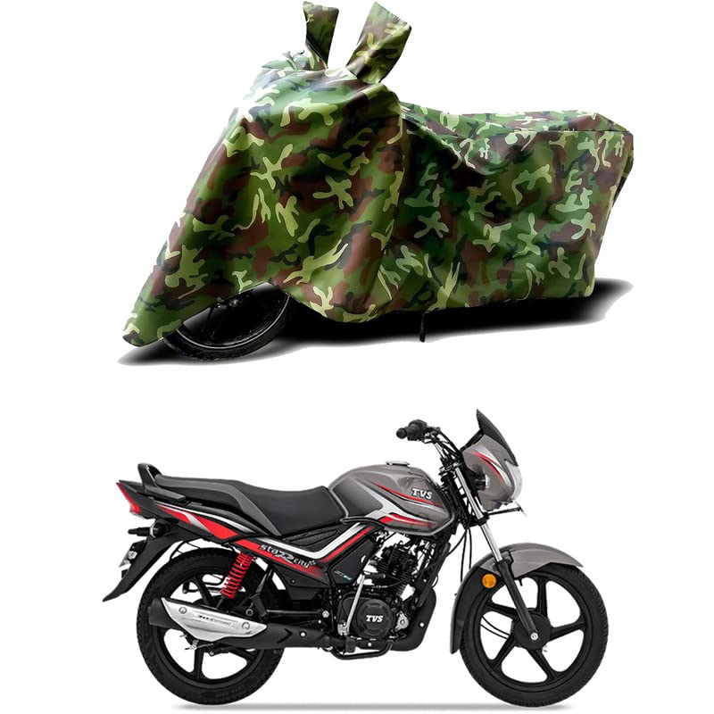 Image of 100% Water Resistant Bike Scooty Two Wheeler Body Cover Compatible for TVS Star City Plus /UV-Rays /Heat Protection /Birds Dropping /Scratchproof /Dust Proof /Waterproof /All Varient[Green MJ]