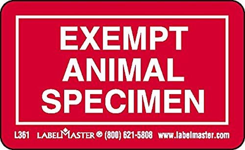 LABELMASTERL361 Exempt Specimen Label, Animal (Pack of 1000)