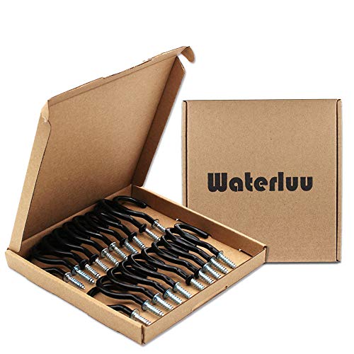 Waterluu 20 Pack 2.9 Inch Heavy Duty Ceiling Hooks Plant Hooks Vinyl Coated Screw-In Wall Hooks, Kitchen Hooks, Cup Hooks Great For Indoor & Outdoor Use（20 Black #TOP2