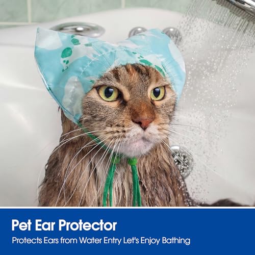 Image of Nanaki Adjustable Cat Shower Cap-Waterproof Sphynx Shower Cap For Cats | For Small Dogs Kitten Puppy, Reusable Pet Ear Protection Ear Covers for Bath Grooming Ear Drops Guard