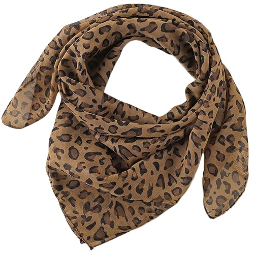 Lightweight Leopard Print Scarves for Women 27.5 × 27.5 inches Square Elegant Wrap Neck Scarf-Fashion Feeling Head Scarf2