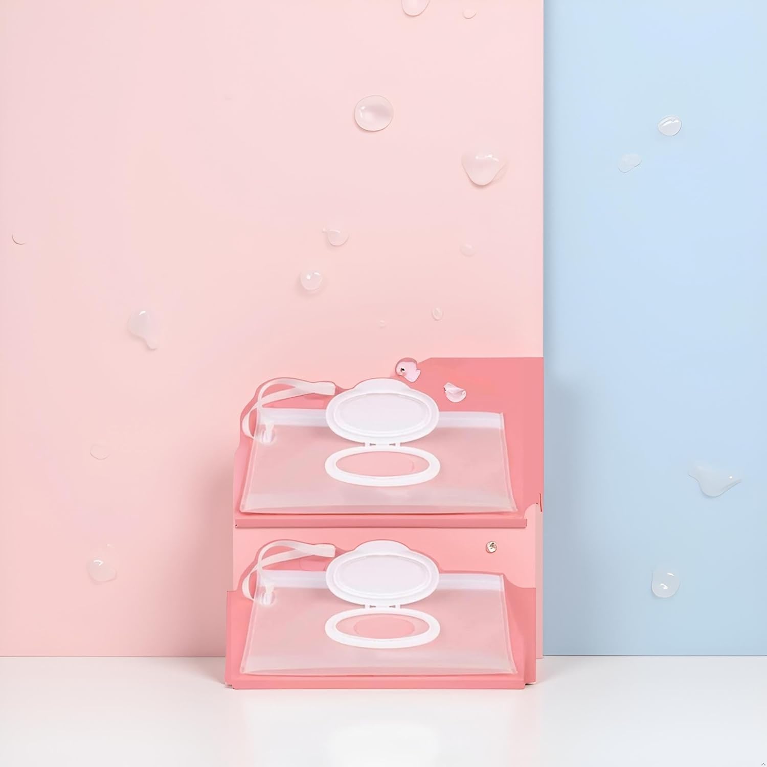 Juego de 2 bolsas de toallitas húmedas para bebé, de color blanco, con dispensador rellenable, recipiente impermeable para toallitas húmedas