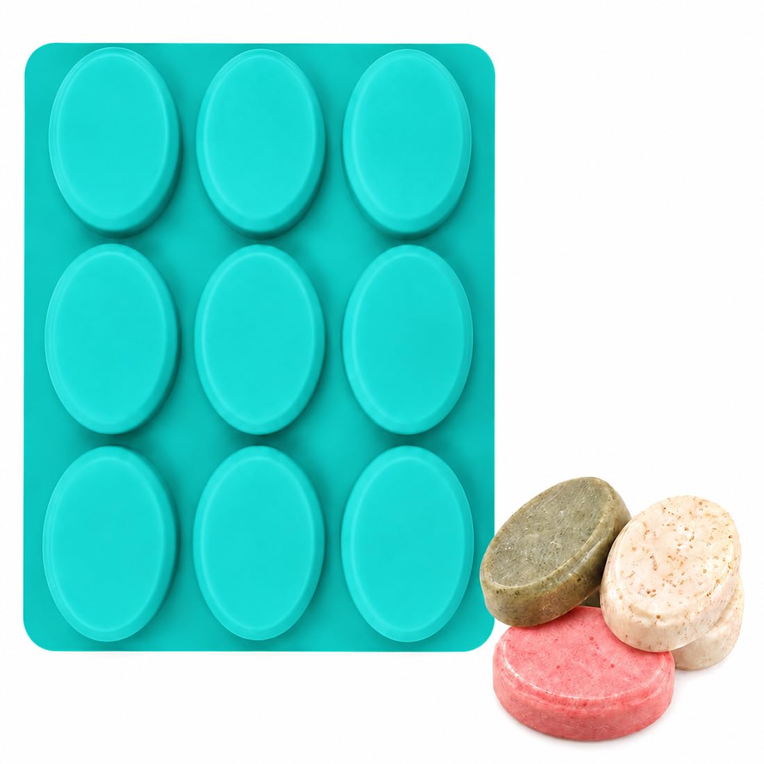 9 Cavity Oval Silicone Soap Mould | Food Grade Flexible Non-Stick Reusable Mould for Handmade Soap Bars, Lotion Bars, Wax Melts, Candles, Bath Bombs, Chocolate, Resin & DIY Crafts-image-28