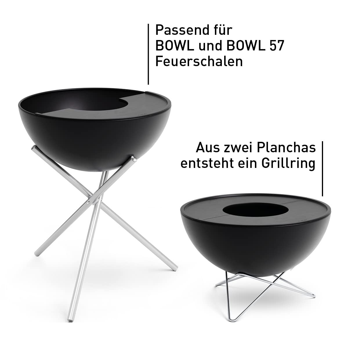 höfats - BOWL 57 Plancha - emaillierte Grillplatte aus Gusseisen - Für Grillgut jeder Größe geeignet - Halbring, Feuerplatte, Grillring, Feuerring als Zubehör für alle BOWL Feuerschalen