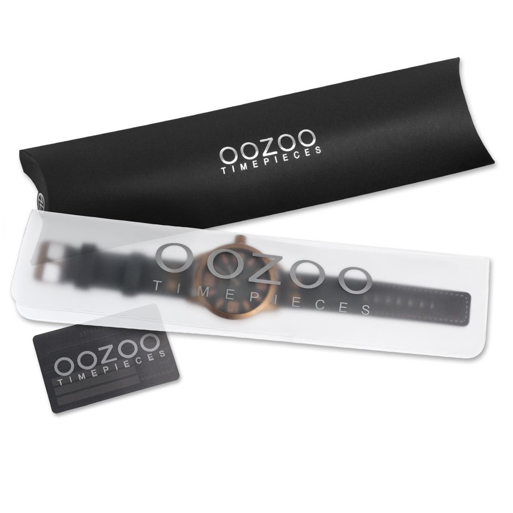 Oozoo Vintage Flache Damenuhr mit Edelstahl Milanaise Metallband Glitter Line mit Glitzer Elementen im Zifferblatt 40 MM