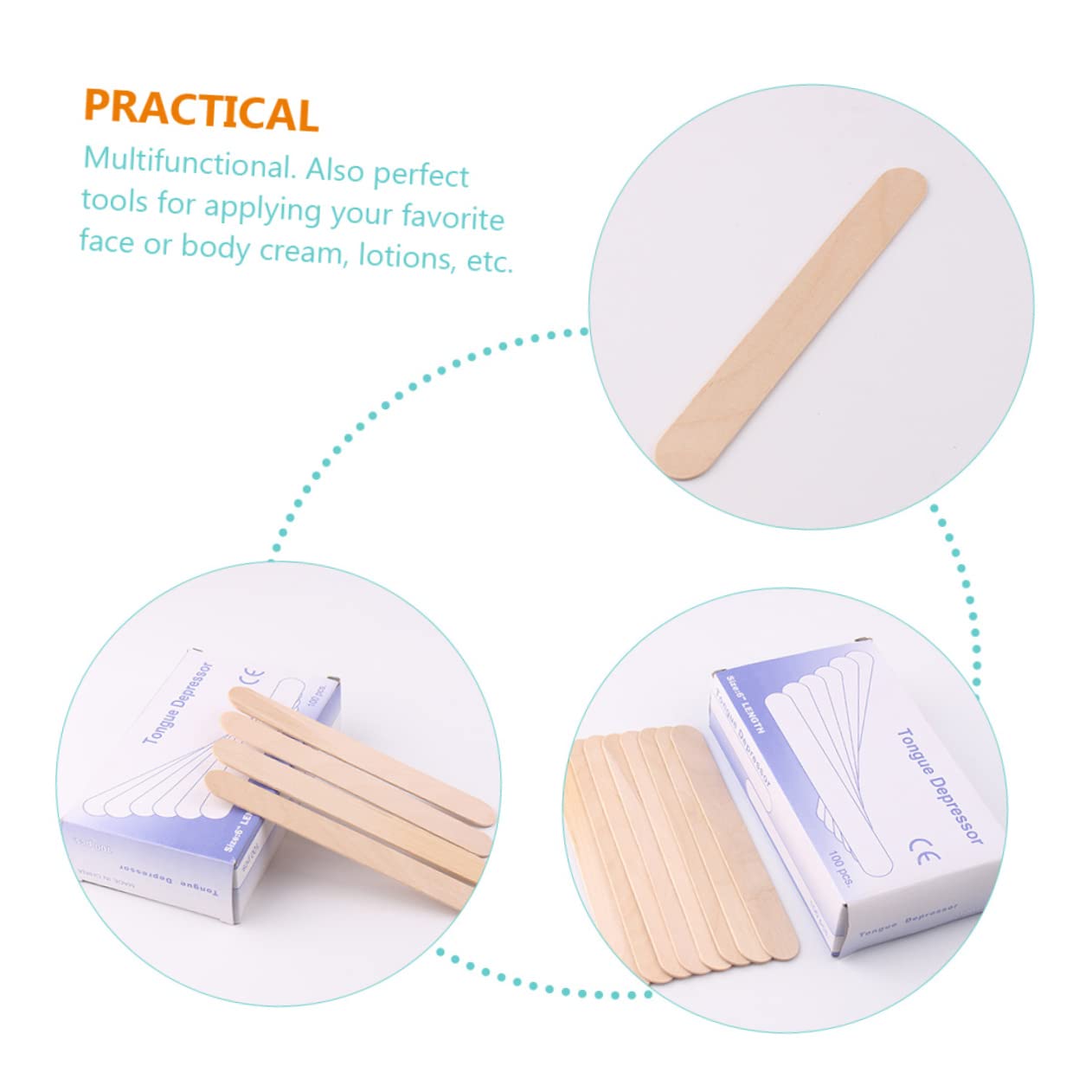 Unomor 200pcs Wax Applicators Multi-Purpose Hair Removal Tools Gentle on Skin