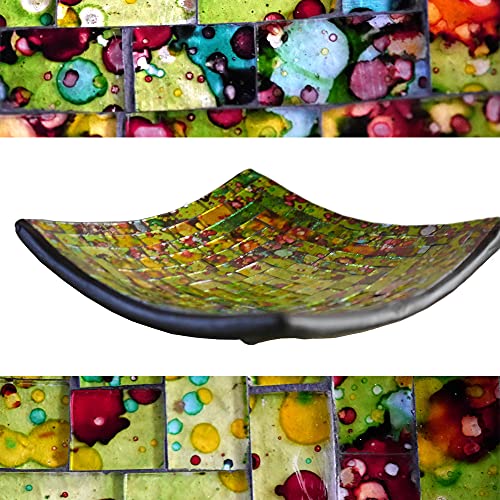 ART-CRAFT Dekoschale Mosaikschale grün Tonschale Schlüsselschale aus Terracotta mit handbemalten Glaselementen zu einem… – Bild 3