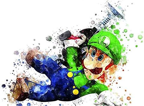 Amazon Co Jp ウォールアートの水彩画ポスタープリントスーパーマリオブラザーズルイージ文字サイズ 30 Cm X 43 Cm 12インチx 17インチ ホーム キッチン