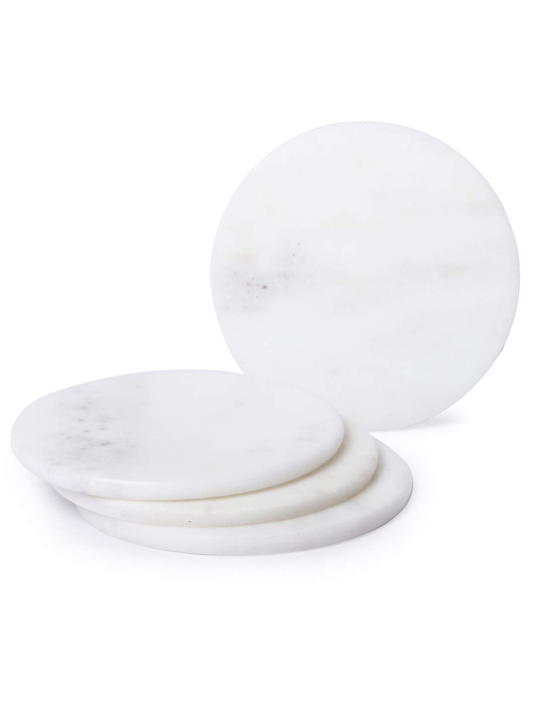 NikkisPride Marble Tea/Coffee/Cocktail Coaster Set Vintage Marble Coaster Set Color Option White, Grey, Green, Pink (White, 12)