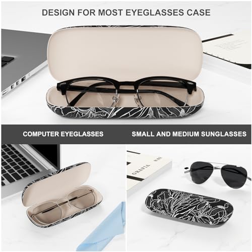 Image of Eyeglasses Case, Portable Hard Shell Protective Case for Glasses, Eyeglass Holder Box for Women with Cleaning Cloth