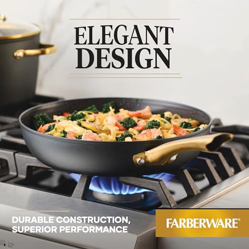 Farberware Forged Induction Ceramic Cookware Nonstick Frying Pan/Skillet, Dishwasher Safe, Suitable for All Stovetops, 12.25 Inch Fry Pan - Black and Gold - image 6