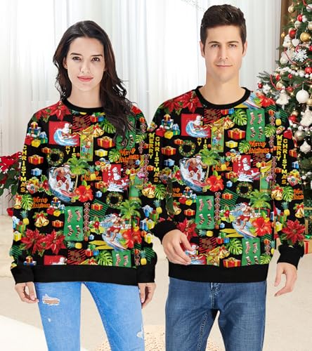 RAISEVERN Ugly Christmas Sweatshirt for Women Men Funny Novelty Xmas Tops4