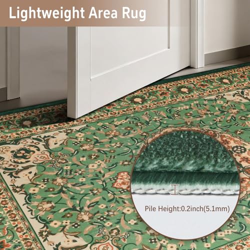 Tapete decorativo rectangular verde 3x5 pies lavable miniatura 6