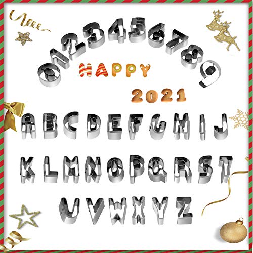 Small size 36pc Alphabet Cookie Cutters Set Stainless Steel Number Cookie Cutter Set Happy 2021 3D St Patricks Day Cookies Cutters Set