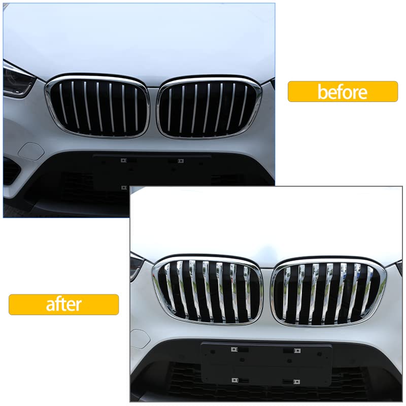 Tiras para rejilla delantera cromada de ABS plata para X1 F48, accesorios de alta calidad 2