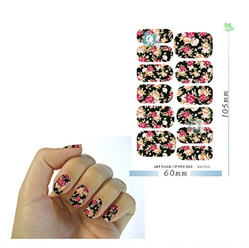 aloiness Nagelsticker 6 Arten Stil Nageldesign Nail Art Sticker Decals Nail Selbstklebende 3D Design Tipp Nail Wraps für… – Bild 7