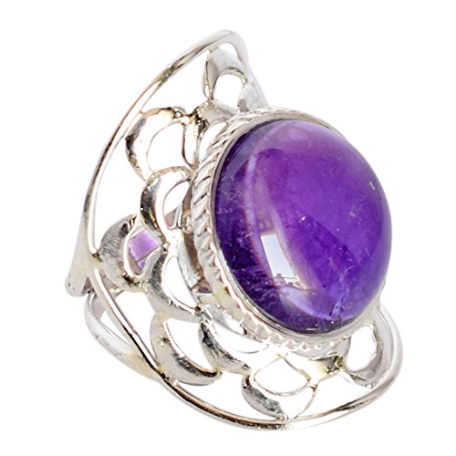 Bague améthyste poire en argent 925 fait main de 18 mm