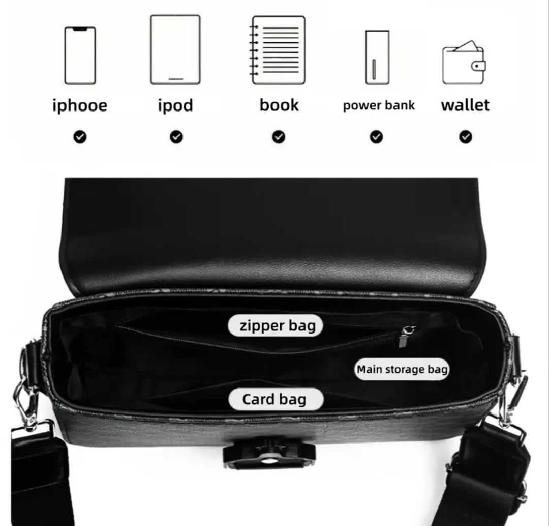 Bolsa de hombro para hombre y mujer, color negro mixto
