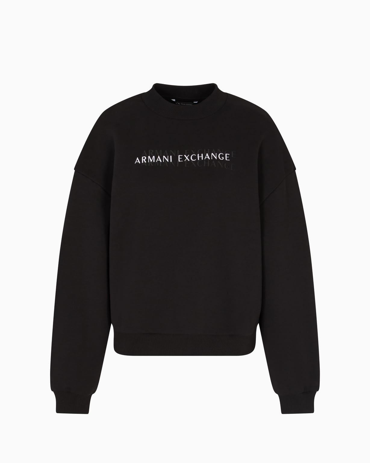 Armani Exchange Sudadera para Mujer con Logotipo Frontal y Cuello Redondo, Negro, XS