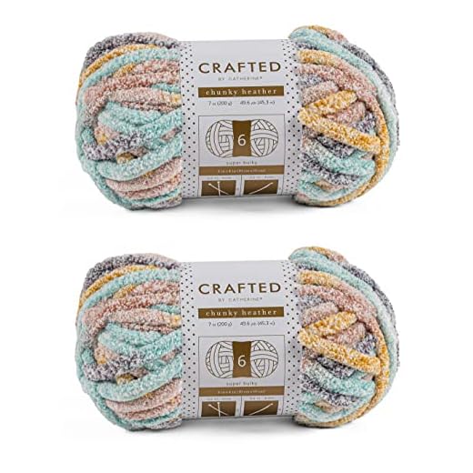 Crafted By Catherine Chunky Heather Multi Yarn - 2 Pack, Rainbow Multi, Gauge 6 Super Bulky