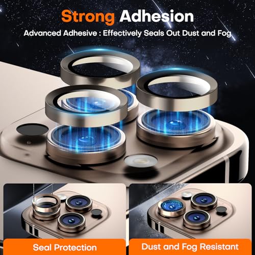 Image of Supershieldz CAM-Guard 3D Camera Lens Protector Ring for iPhone 16 Pro Max | 16 Pro, Keep Original Design and Color, 9H Hardness, Easy Installation - Desert Titanium