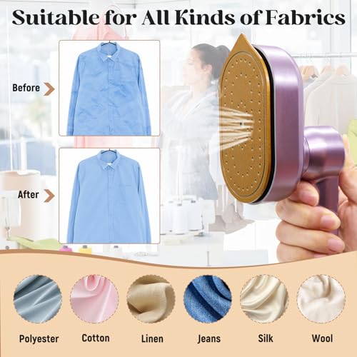 GothicBride Reise Bügeleisen Mini Dampfbügeleisen, Reisebügeleisen Mini Leicht Dampfbügeleisen Reise, Bügeleisen Antihaft Bügelsohle Schnelles Aufheizen, mit 50ml für Zuhause und Unterwegs(Lila)