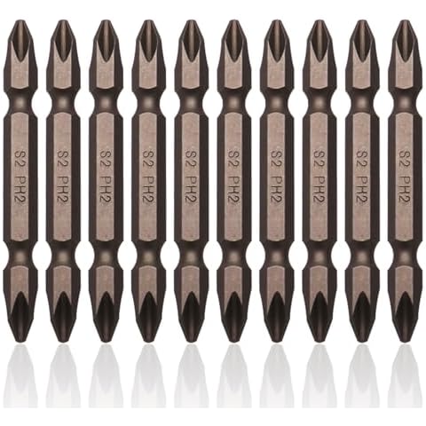 Sipery Phillips Screwdriver Bit Set 10Pcs, Ph2#2 Phillips Double Ended Bit, Hex Shank 65mm/2.56inch Long Drill Bits with Magnetic for Power Screwdriver Drill Impact Driver Cover