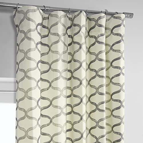 Image of HPD Half Price Drapes Modern Wavy Geometric Printed Luxury Cotton Curtains 84 Inches Long (1 Panel) Room Darkening Window Curtains for Bedroom & Living Room, 50W x 84L, Wavy Silver Grey