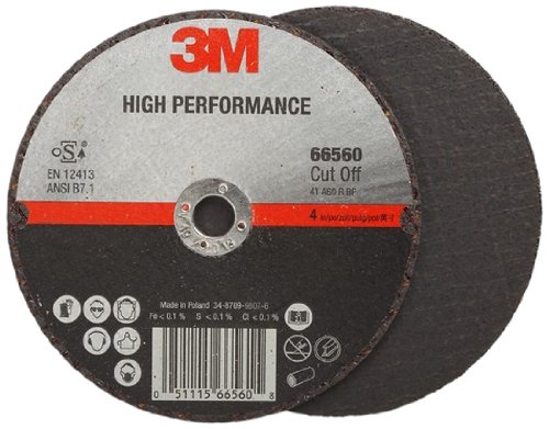 3M High Performance Cut-Off Wheel T1 66560, Ceramic, 4" Diameter, 1/32" Thick, 1/4" Arbor, 60+ Grit, 19100 rpm (Case of 25)
