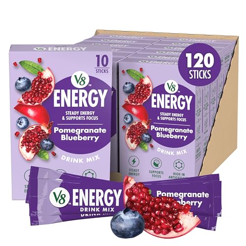 25% coupon - V8 Energy Pomegranate Blueberry Energy Drink Powder, 120 sticks