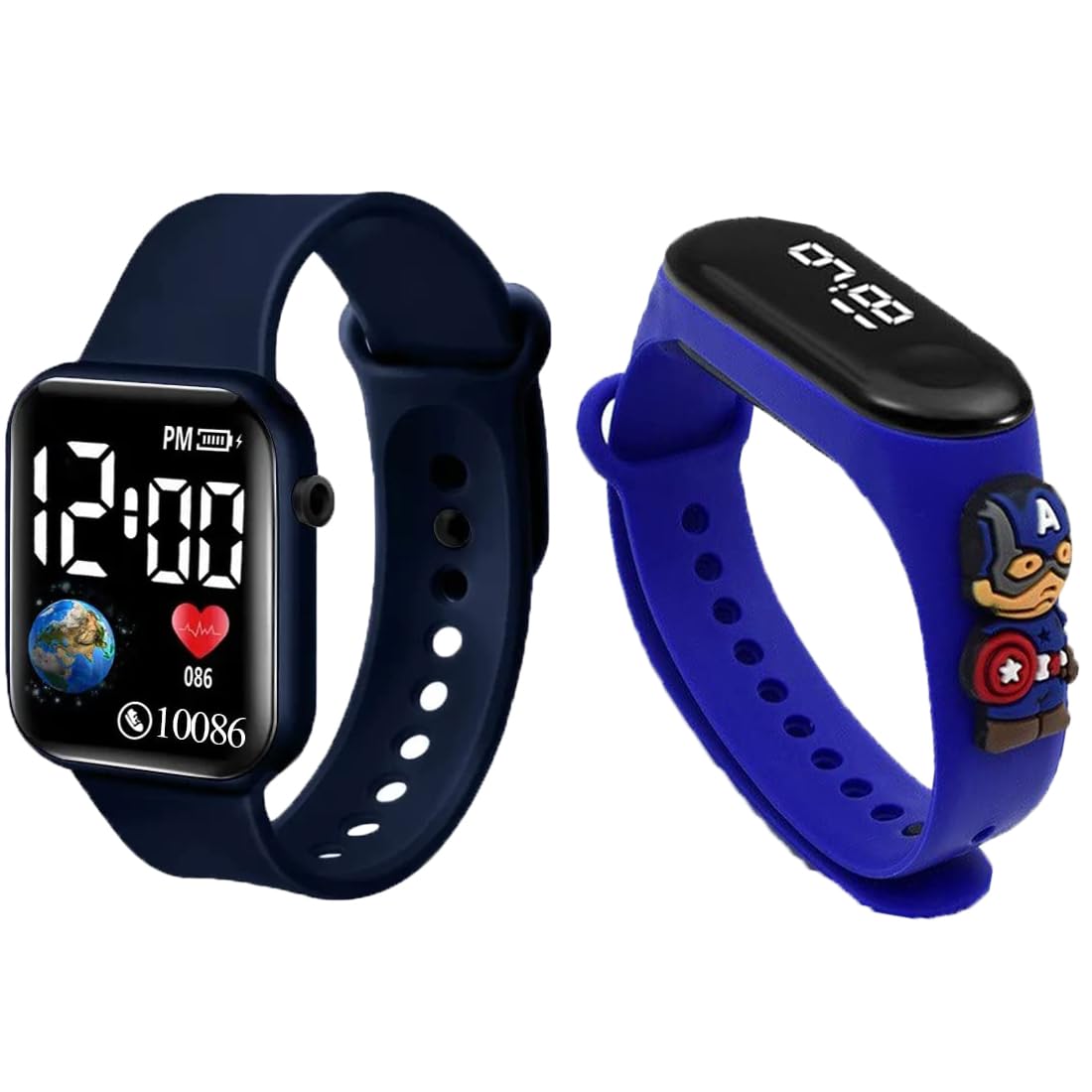 GOLDENIZE FASHION Rubber Stylish Waterproof Kids Digital Date And Time Touch Black Pink Square Rectangular Led Display Watch For Kids Unisex Digital Watch For Baby Boys & Girls Kids Pack Of 2 (Blue) (B0CSKHFGZ8) Amazon Price History, Amazon Price Tracker