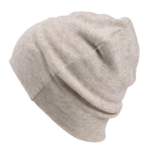 CHARM Mens Organic Cotton Beanie - Womens Slouchy Knit Hat Made in Japan Cream L