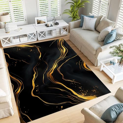 Tapis de salon de luxe moderne effet marbre à l'encre - 4
