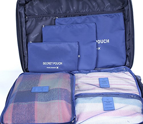 Image of 6 Sets Travel Organizers Packing Cubes Luggage Organizers Compression PouchesiNavy Blue, Polyester‰