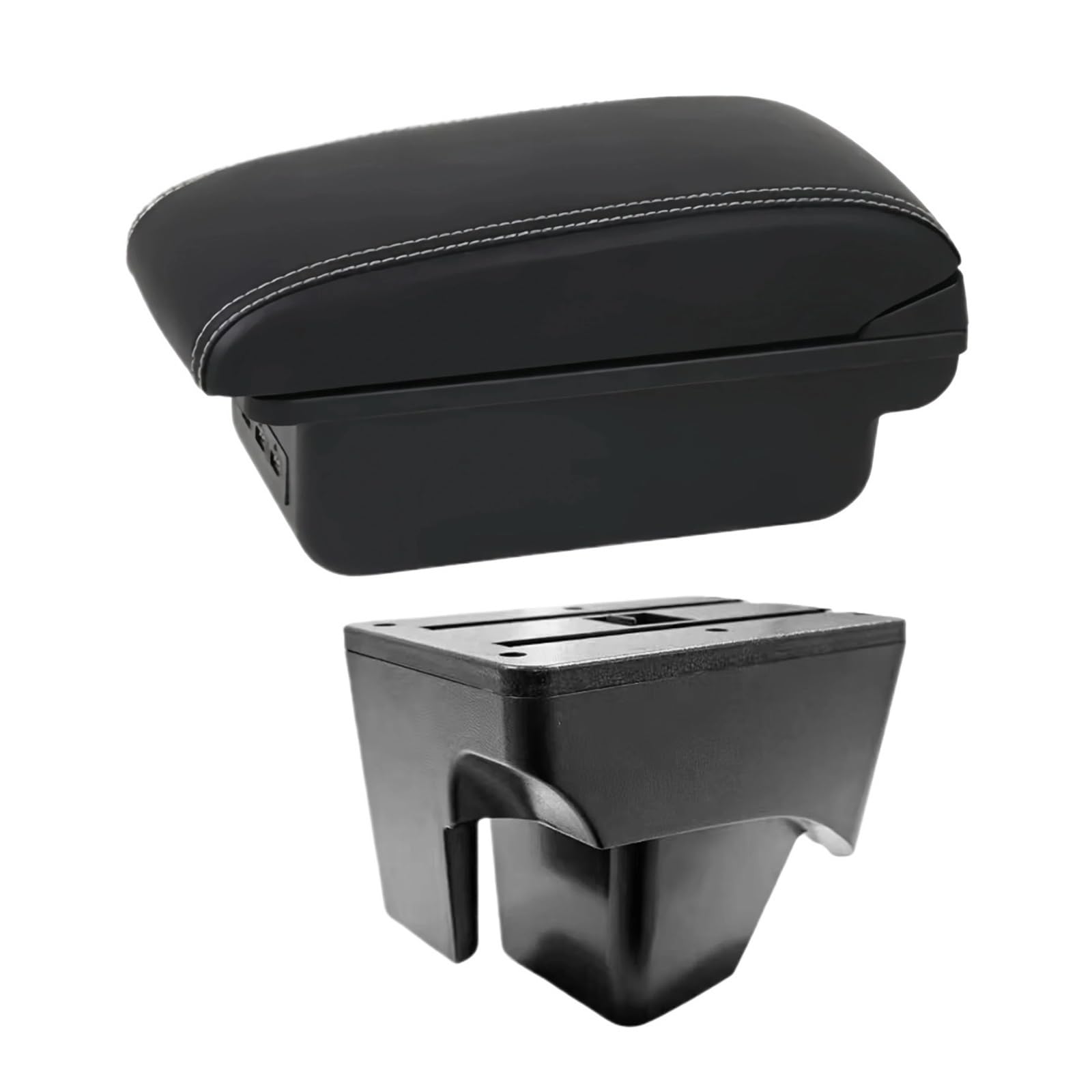 UMDJJU For VW For TERA 2025 Leather Arm Rest Center Car Armrest Interior Modification Box Console Storage USB Car Centre Console Armrest Box(C1 White Line)