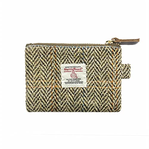 Harris Tweed Mini Coin Purse Handmade Lipstick Bag Vintage British Portable Credit Card ID Wallet with YKK Zipper for Women and Men (No.168)
