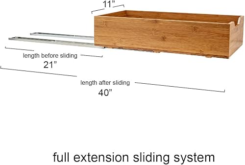 Miniatura 3 de Household Essentials Glidez - Organizador de almacenamiento extraíble de bambú y acero para uso debajo del gabinete, diseño de 1 nivel, se adapta a