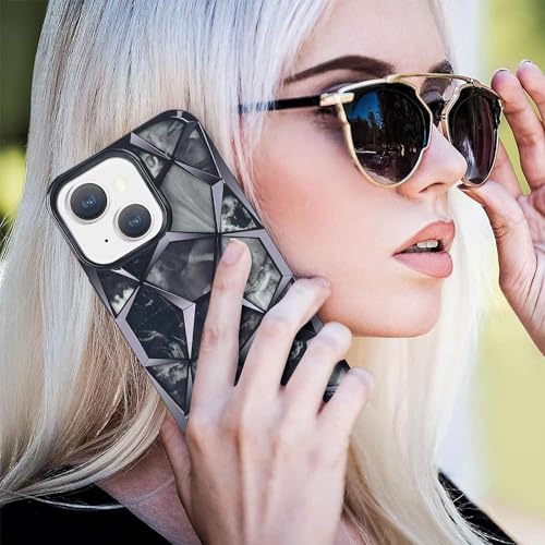 Image of COVERLY for iPhone 15 3D Diamond Glitter Sparkle Case,Full Protective Luxury Cube Cute Shinny Bling Soft Silicone Designer Fashion Smart Aesthetic Cover for Apple iPhone 15 (Mist Black)